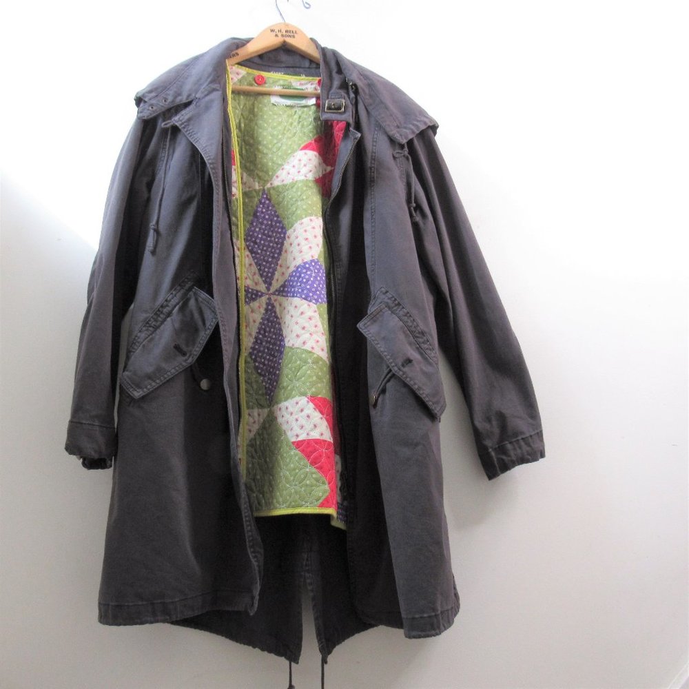 Anthropologie 3 in 1 Parka Coat with Removeable Patchwork Quilted Vest